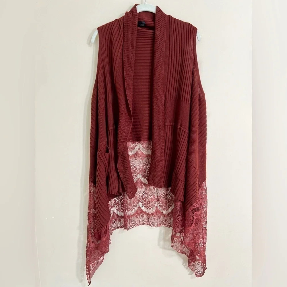 OS COCO +‎ CARMEN Open Lace Cardigan W Pockets Boho Romantic Whimsical Layering